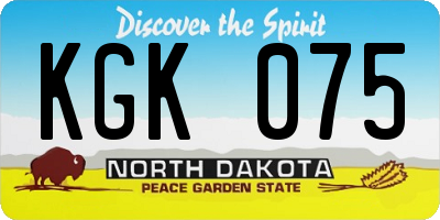 ND license plate KGK075