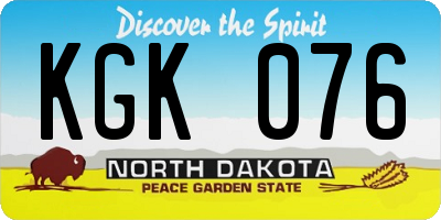 ND license plate KGK076