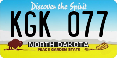 ND license plate KGK077