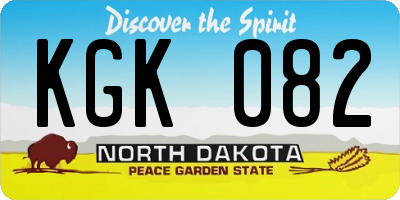 ND license plate KGK082
