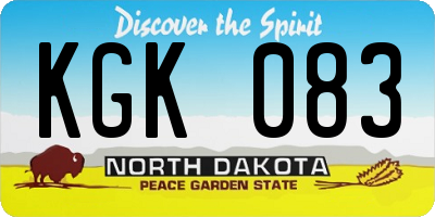 ND license plate KGK083