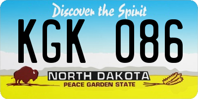 ND license plate KGK086