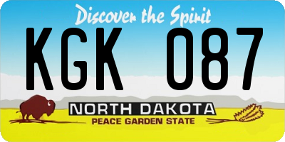 ND license plate KGK087