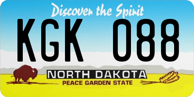 ND license plate KGK088