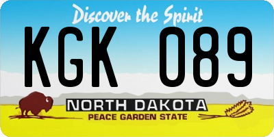 ND license plate KGK089