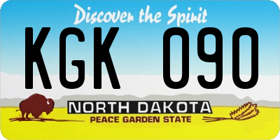 ND license plate KGK090