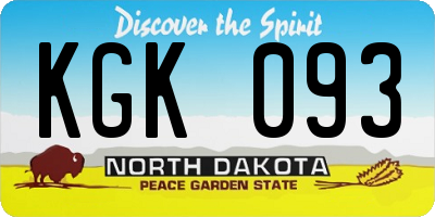 ND license plate KGK093