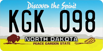 ND license plate KGK098