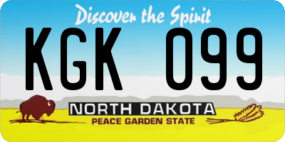 ND license plate KGK099