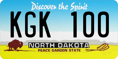 ND license plate KGK100