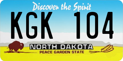 ND license plate KGK104