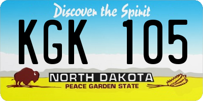 ND license plate KGK105