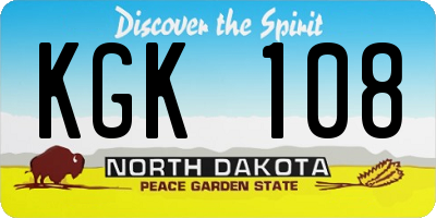 ND license plate KGK108