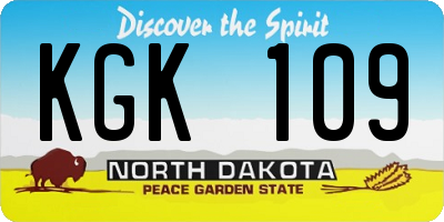 ND license plate KGK109