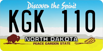 ND license plate KGK110