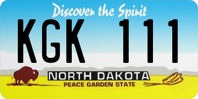 ND license plate KGK111