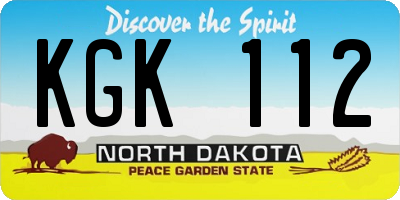 ND license plate KGK112