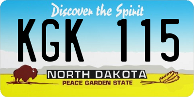 ND license plate KGK115