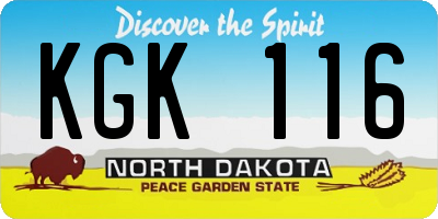 ND license plate KGK116