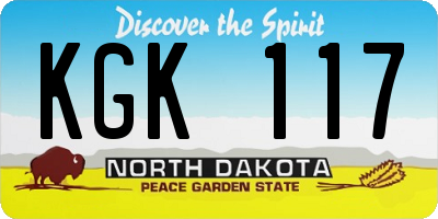 ND license plate KGK117