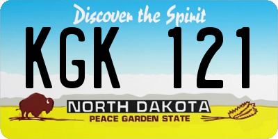 ND license plate KGK121