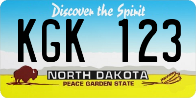 ND license plate KGK123