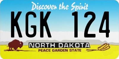 ND license plate KGK124
