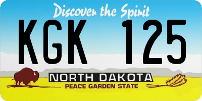 ND license plate KGK125