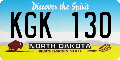 ND license plate KGK130