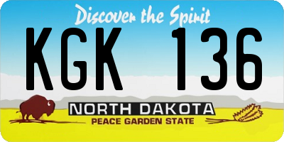 ND license plate KGK136
