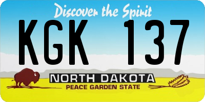 ND license plate KGK137