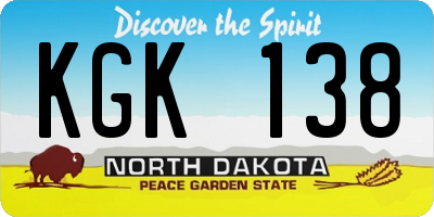 ND license plate KGK138