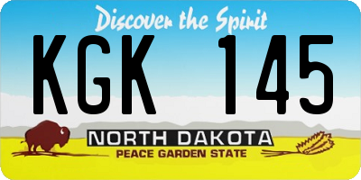 ND license plate KGK145