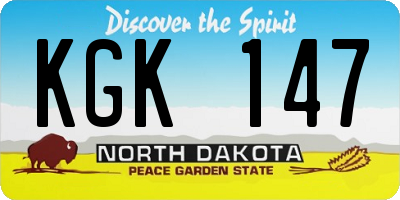 ND license plate KGK147