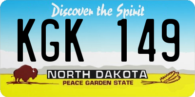 ND license plate KGK149
