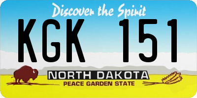 ND license plate KGK151