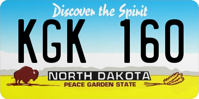 ND license plate KGK160