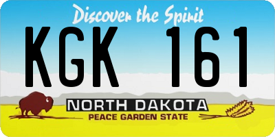 ND license plate KGK161
