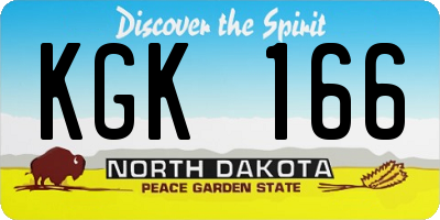 ND license plate KGK166