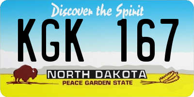 ND license plate KGK167