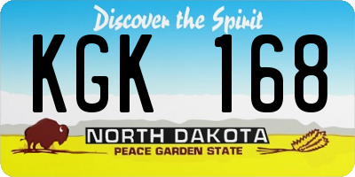 ND license plate KGK168