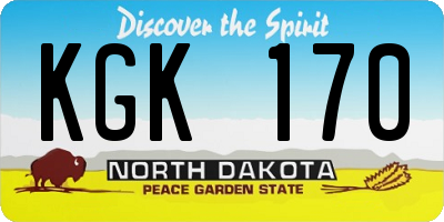 ND license plate KGK170