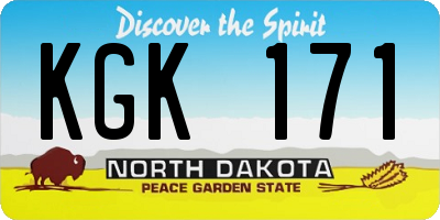 ND license plate KGK171