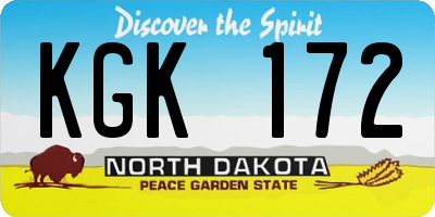 ND license plate KGK172