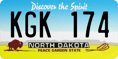 ND license plate KGK174