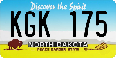ND license plate KGK175