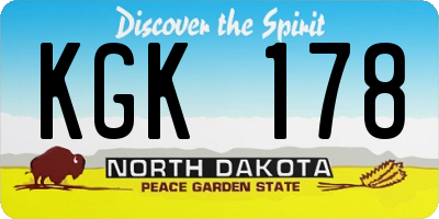 ND license plate KGK178
