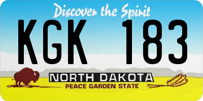 ND license plate KGK183