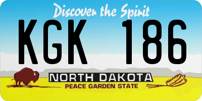 ND license plate KGK186