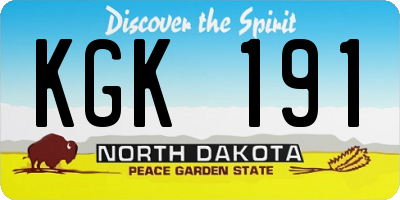 ND license plate KGK191